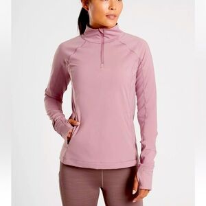 Athleta Rainier mauve half zip pullover top size L